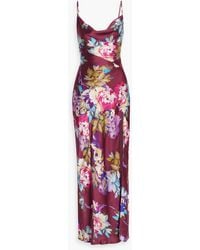 Nicholas - Ariel Floral-print Draped Silk-satin Gown - Lyst