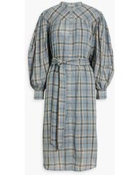 Ulla Johnson - Fayette Gathered Checked Cotton-voile Dress - Lyst