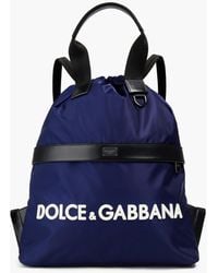 Dolce & Gabbana Logo-appliquéd Satin Backpack - Blue