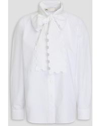 Tory Burch - Pussy-Bow Cotton-Poplin Blouse - Lyst