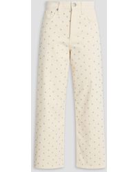 Rag & Bone - Andi Cropped Embellished High-Rise Wide-Leg Jeans - Lyst