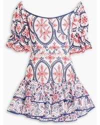 Charo Ruiz - Ruffled Broderie Anglaise Cotton-Blend Mini Dress - Lyst