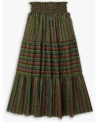 Loretta Caponi - Vale Tiered Printed Cotton-voile Maxi Skirt - Lyst