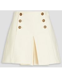 RED Valentino - Pleated Button-embellished Wool-blend Shorts - Lyst