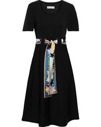 Emilio Pucci Belted Silk-cady Dress Black