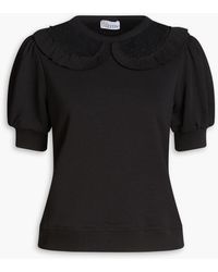 RED Valentino - Point D'esprit-trimmed French Cotton-blend Terry Top - Lyst