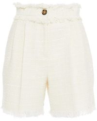 MSGM Frayed Pleated Tweed Shorts - Multicolour
