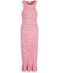 Ganni - Marled Ribbed-knit Midi Dress - Lyst