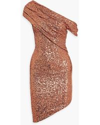 THEIA - Arden One-shoulder Sequined Mesh Dress - Lyst