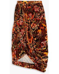 Dries Van Noten - Wrap-effect Draped Printed Velvet Skirt - Lyst