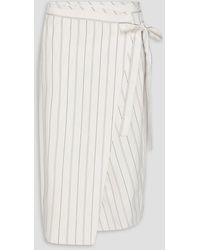 Vince - Wrap-effect Striped Denim Midi Skirt - Lyst