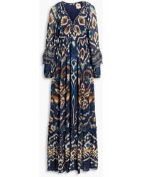 FARM Rio - Printed Crepe De Chine Maxi Dress - Lyst