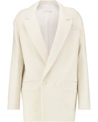 Sandro Felted Cotton And Wool-blend Coat - White