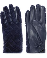 Sandro Leather And Shearling Gloves - Blue