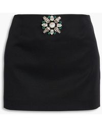 Area - Embellished Wool-Twill Mini Skirt - Lyst
