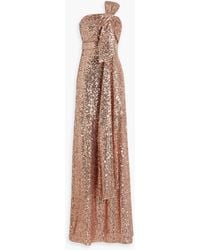 Badgley Mischka - Strapless Sequined Tulle Gown - Lyst