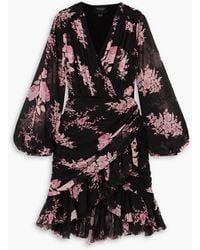 Giambattista Valli - Wrap-effect Ruffled Floral-print Silk-georgette Mini Dress - Lyst