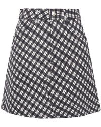 ALEXACHUNG Checked Cotton-blend Twill Mini Skirt - Black