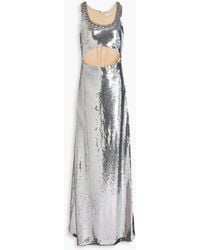 Rabanne - Maxikleid aus crêpe mit pailletten und cut-outs - Lyst