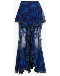 Camilla - Asymmetric Printed Silk-georgette Midi Skirt - Lyst