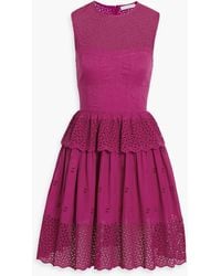 Ulla Johnson - Jessa gestuftes minikleid aus baumwolle mit lochstickerei - Lyst
