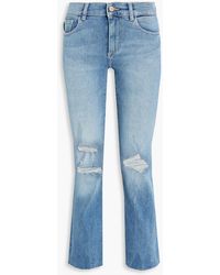 DL1961 - Mara Cropped Distressed Mid-rise Slim-leg Jeans - Lyst