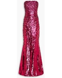 Carolina Herrera - Strapless Sequined Tulle Gown - Lyst