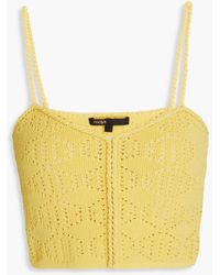 Maje - Cropped Pointelle-knit Cotton-blend Top - Lyst