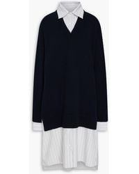 Stella McCartney - Layered Striped Twill And Wool Midi Shirt Dress - Lyst