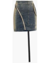Rick Owens - Aircut Zip-detailed Faded Denim Mini Skirt - Lyst