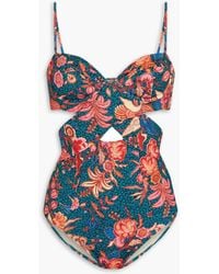 Ulla Johnson - Luna Cutout Printed Swimsuit - Lyst