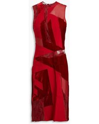 Stella McCartney - Silk-blend Chantilly Lace, Crepe And Velvet Dress - Lyst