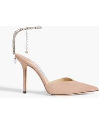 Jimmy Choo - Saeda 100 Crystal-Embellished Suede Pumps - Lyst