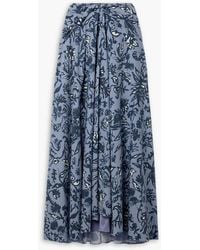 Altuzarra - Pythia Twist-front Floral-print Cotton-blend Poplin Maxi Skirt - Lyst