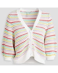 Autumn Cashmere - Striped Pointelle-knit Cotton Cardigan - Lyst