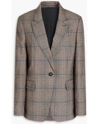 Brunello Cucinelli - Karierter blazer aus einer wollmischung mit zierperlen - Lyst