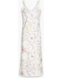 Racil - Floral-print Cotton-terry Midi Wrap Dress - Lyst