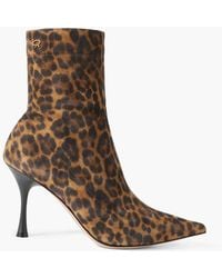 Gianvito Rossi - 85 Leopard-print Suede Ankle Boots - Lyst