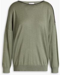 Brunello Cucinelli - Bead-embellished Cutout Cashmere And Silk-blend Sweater - Lyst