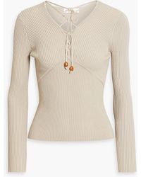 Jonathan Simkhai - Lucie Lace-up Ribbed-knit Sweater - Lyst