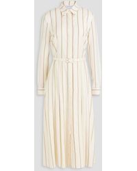 Gabriela Hearst - Vanessa Belted Striped Wool And Silk-blend Twill Midi Shirt Dress - Lyst