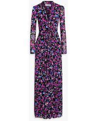 Diane von Furstenberg - Kassia Ruched Printed Stretch-Mesh Maxi Dress - Lyst