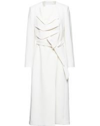 Roland Mouret Edintore Pleated Wool-crepe Coat - White
