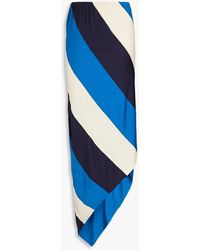 Marni - Asymmetric Striped Satin-jersey Midi Skirt - Lyst