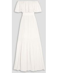 Temperley London - Felicity Off-the-shoulder Lace-trimmed Silk Crepe De Chine Gown - Lyst