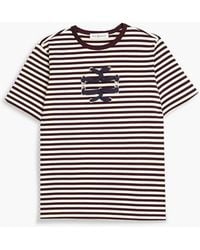 Tory Burch - Embellished Striped Cotton T-shirt - Lyst
