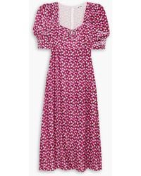 RIXO London - Karen Embellished Floral-print Velvet Midi Dress - Lyst