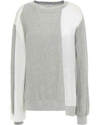 CLU Panelled French Cotton-terry And Satin-crepe Sweatshirt - Multicolour