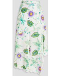 Andrew Gn - Asymmetric Floral-print Silk Crepe De Chine Midi Skirt - Lyst