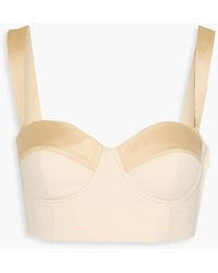 Moschino - Cropped Two-tone Grain De Poudre Wool Bustier Top - Lyst